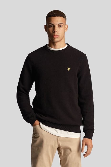 CREW NECK LAMBSWOOL BLEND JUMPER JET BLACK MARL 1