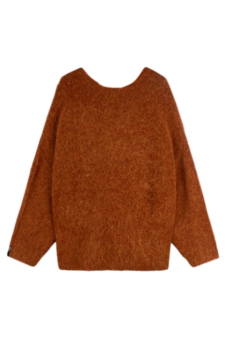 OVERSIZED SWEATER HAIRY KNIT SADDLE BROWN 4
