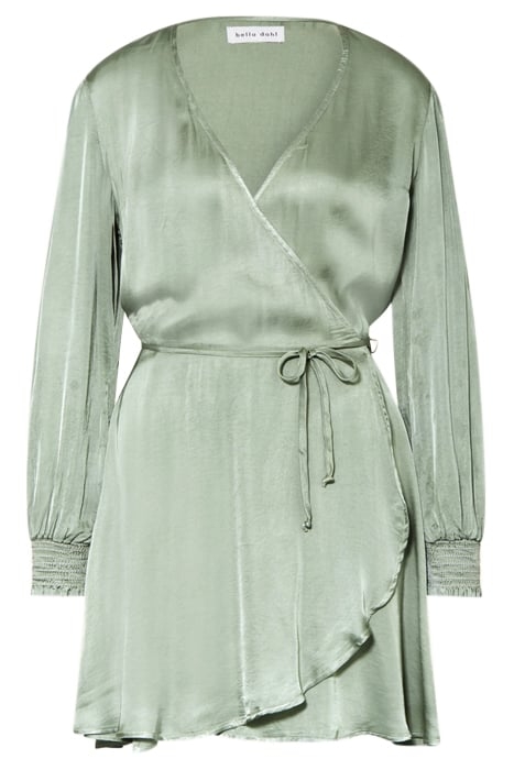 WRAP FRONT MINI DRESS CEDAR GREEN 1