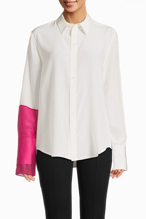 CB RELAXED SHIRT SILK WHITE/FUCHSIA 1