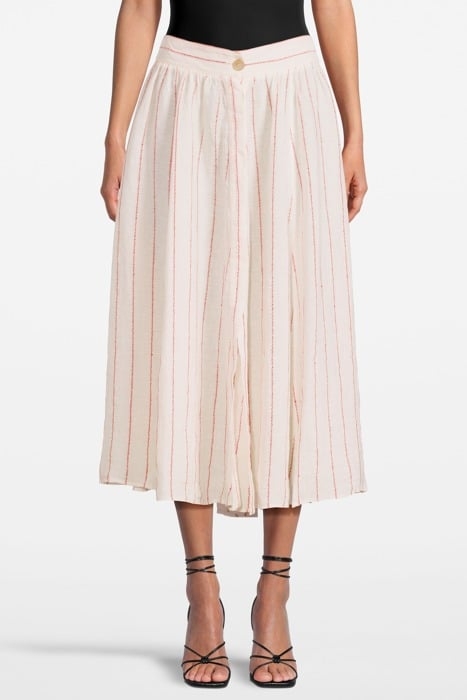 PINSTRIPE LINEN SKIRT RED 1