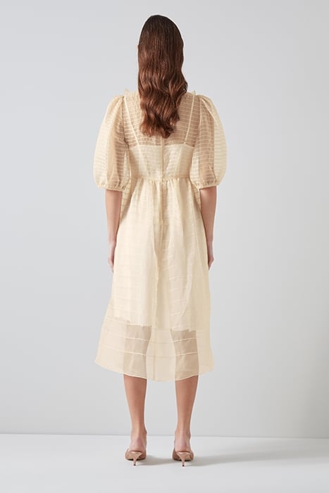 MADDIE PINTUCK MIDI DRESS ECRU 2