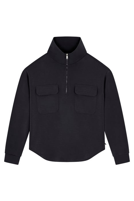 PATCH PKT ZIP FRONT MOCK NECK BLACK 2