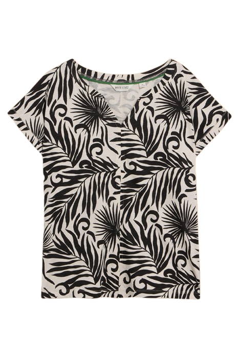 NELLY NOTCH NECK TEE BLACK PRINTED 2