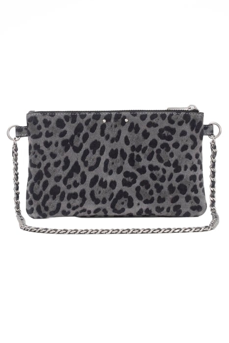 GREY LEOPARD MOTIF SUEDE 111 CLUTCH BAG GREY 1