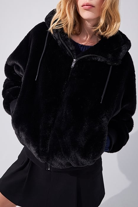 BLACK HOODED JACKET WITH GREEN CHEVRONS ON BACK BLACK 6