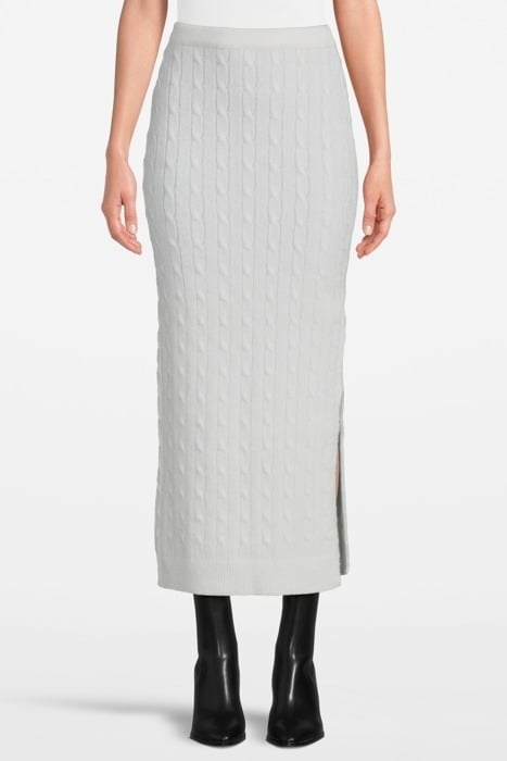 BRAIDED MOHAIR KNIT MIDI SKIRT WHITE 1