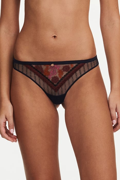 CO BO. TANGA STD BLACK FLOWERS MULTICO 1