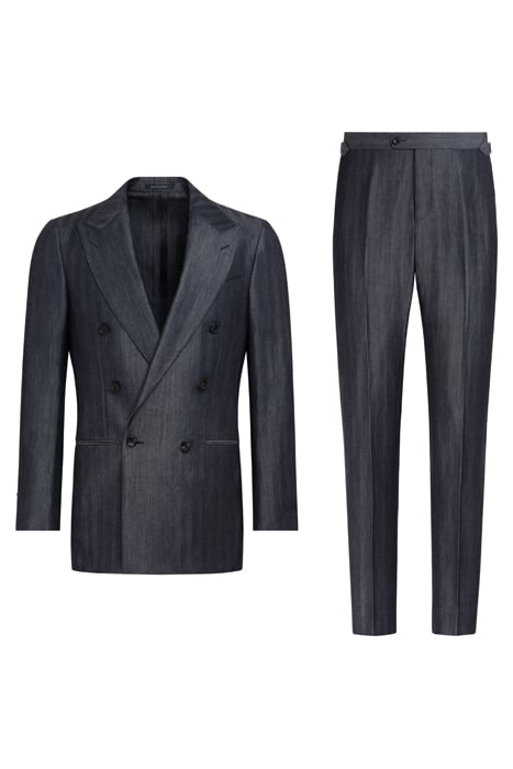 MID BLUE HERRINGBONE TAILORED FIT HAVANA SUIT 6
