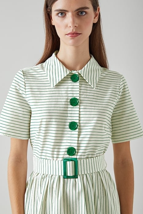 BEXTOR SHIRT SHIRT DRESS GREEN/CREAM 4