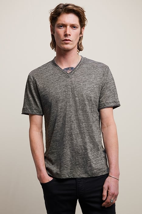 WOOSTER REGULAR FIT SS VNECK WITH MELANG IRON GREY 1