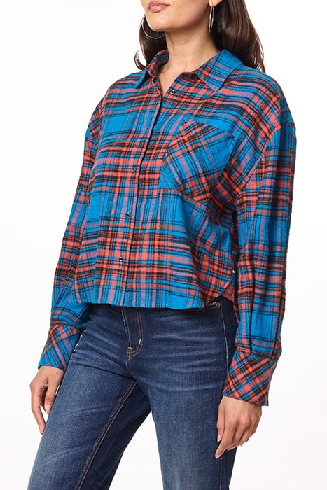 OVERSIZED CROPPED SHIRT PAPRIKA/MYKONOS BLUE 2