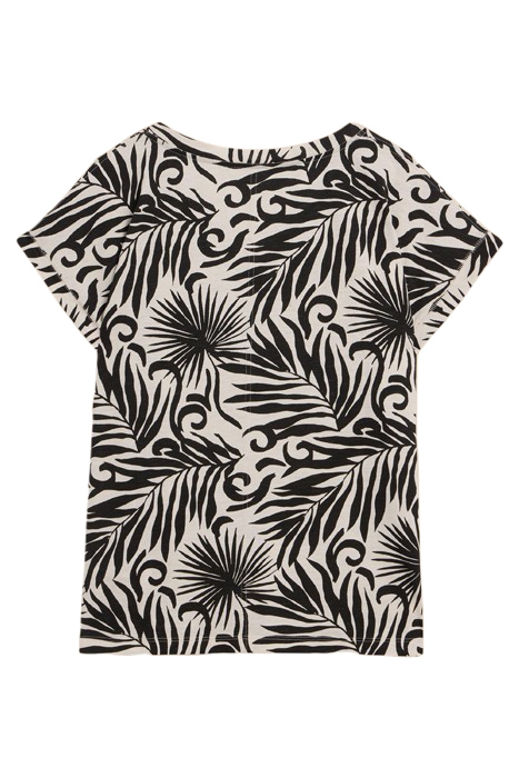 NELLY NOTCH NECK TEE BLACK PRINTED 3