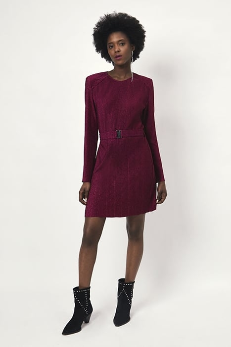 ARONÉ BELTED MINI DRESS WARM PLUM 1