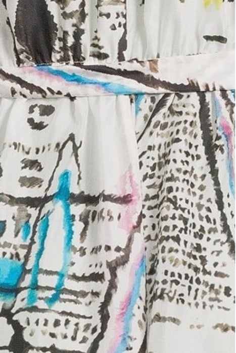 "GOOD VIBES" PRINT HABOTAI SILK DRESS AVORIO 5