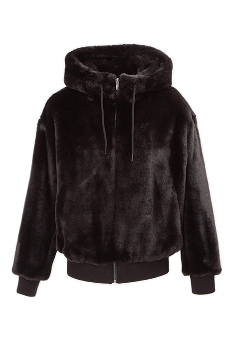 BLACK HOODED JACKET WITH GREEN CHEVRONS ON BACK BLACK 4