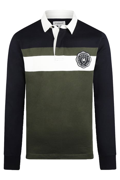 RUGBY STRIPED PANEL PINE GREEN 1