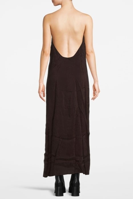DEEP BACK CRINKLE DRESS DARK CHOCO 2