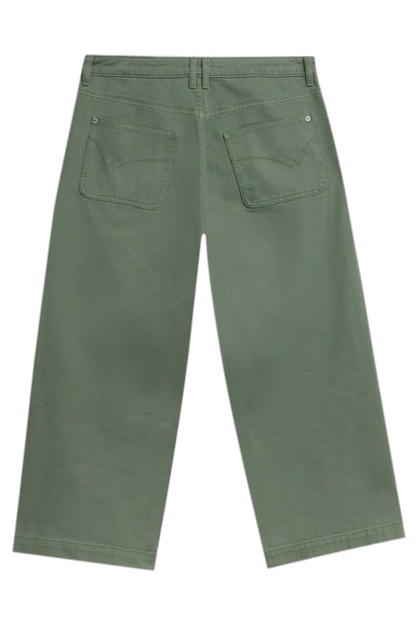 TIA WIDE LEG CROP JEAN MID GREEN 2