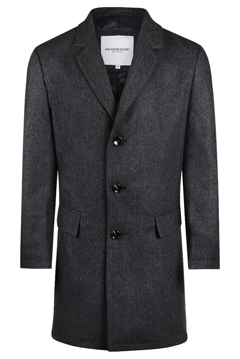 WOOL HERRINGBONE OVER COAT DARK GREY MELANGE 1