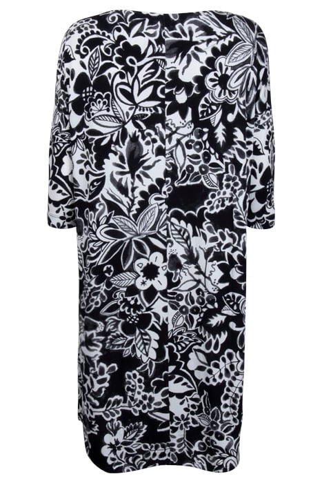 LOOSE DRESS 3/4 SLEEVES PRINT BLACK WITH OFFWHITE CENTREPIEC 2