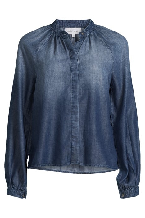 LONG SLEEVE SHIRRED RAGLAN SHIRT DARK OMBRE WASH 3