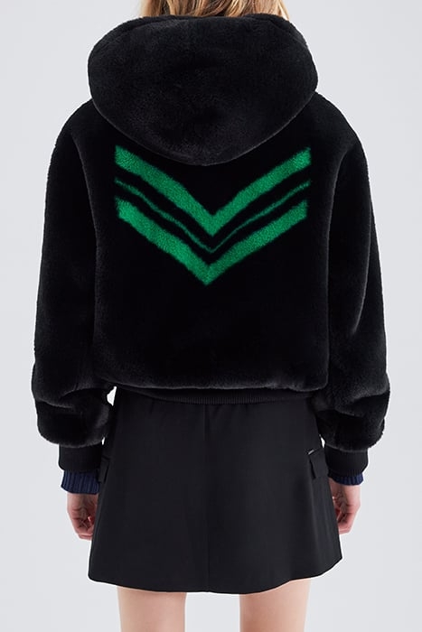 BLACK HOODED JACKET WITH GREEN CHEVRONS ON BACK BLACK 2