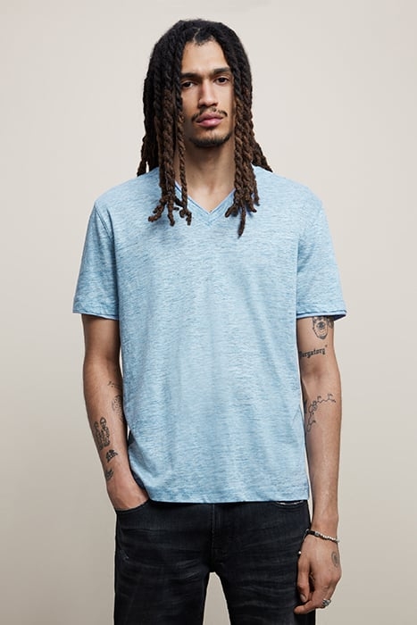 WOOSTER REGULAR FIT SS VNECK WITH MELANG PACIFIC BLUE 1