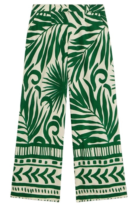 LUCINDA ECO VERO WIDE TROUSER GREEN PRINTED 2