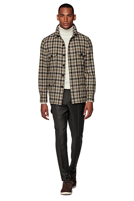 MID BROWN CHECKED RELAXED FIT SHIRT-JACKET MID BROWN 3