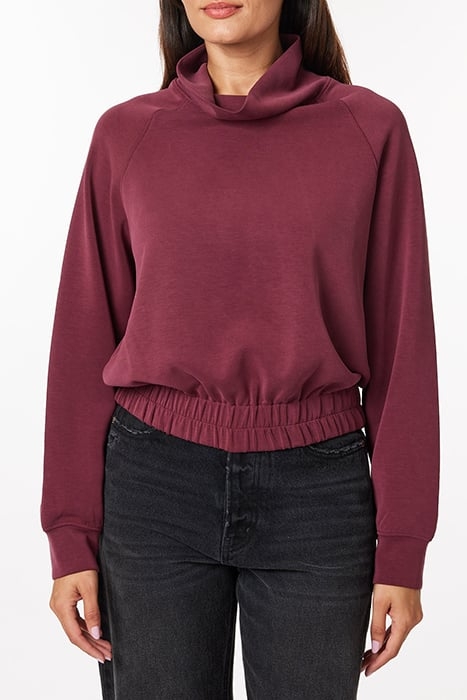 FUNNEL NKSMOCKED HEM POPOVER BURGUNDY 2