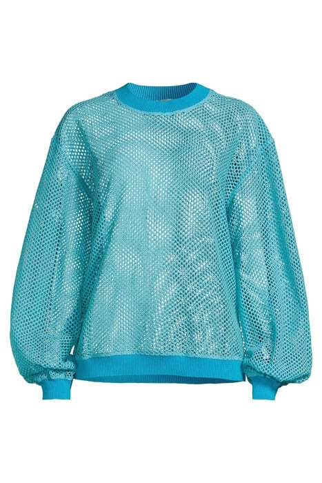 COTTON MESH T-SHIRT WITH KNITTED DETAILS SEA 3