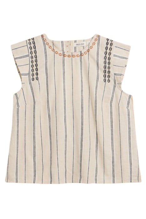 CARLA STRIPE LINEN BLEND TOP NATURAL MULTI 3
