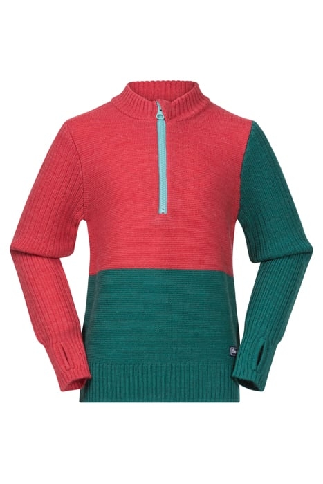 ULRIKEN WOOL KIDS JUMPER LIGHT DAHLIA RED / GREENLAKE 1
