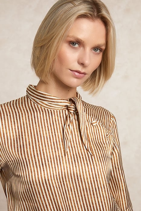 VISCOSE SCARF SHIRT IN BROWN 5