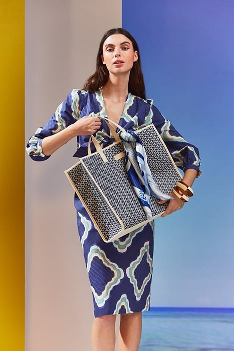 DANIELA- TIE MIDI DRESS NAVY MULTICOLOR 5