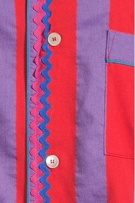 "CONTEMPORARY STRIPED POPLINE" PAJAMAS JACKET RED 4