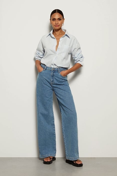 STAR WIDE LEG DENIM PANTS MID-BLUE-VINTAGE 1