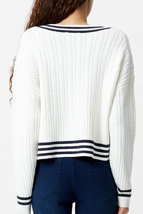 BABYSOFT CABLE V NECK JUMPER WHITE 2