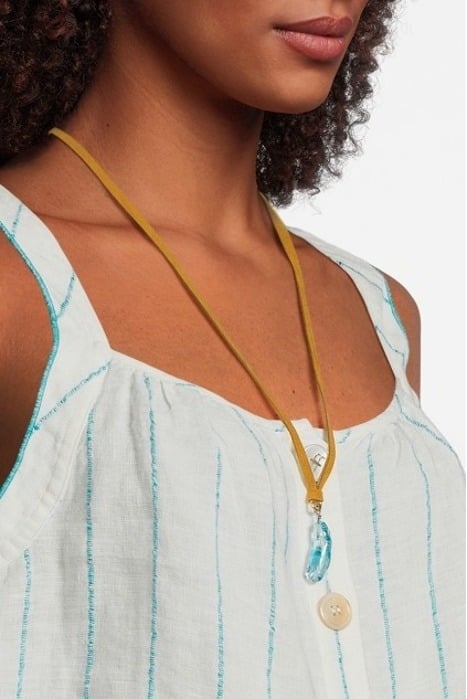 SUEDE AND GLASS TALISMAN NECKLACE SKY 3