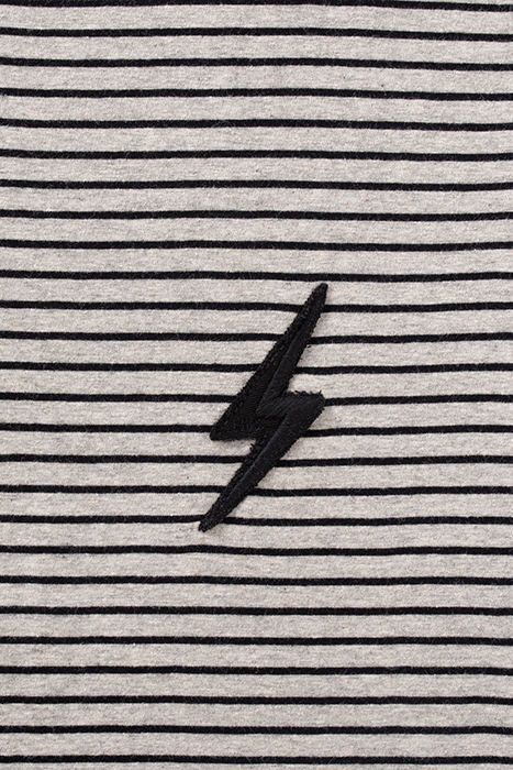 GREY UPCYCLED T-SHIRT + BLACK STRIPES BLACK 3