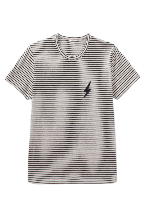 GREY UPCYCLED T-SHIRT + BLACK STRIPES BLACK 1