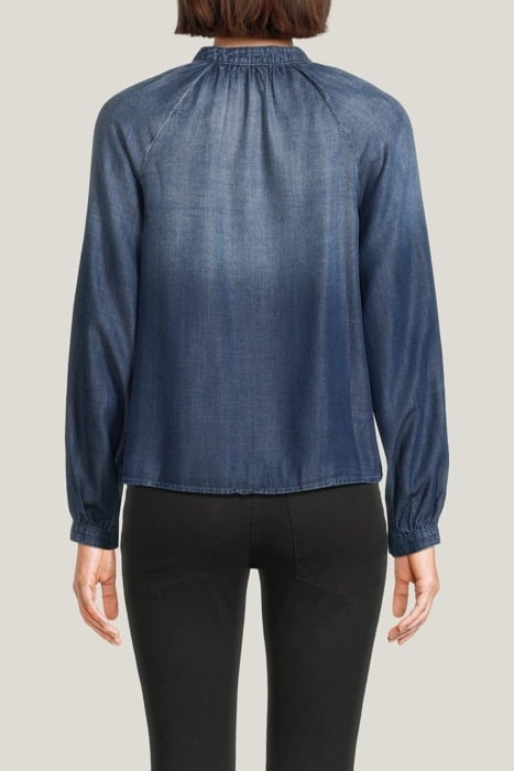 LONG SLEEVE SHIRRED RAGLAN SHIRT DARK OMBRE WASH 2