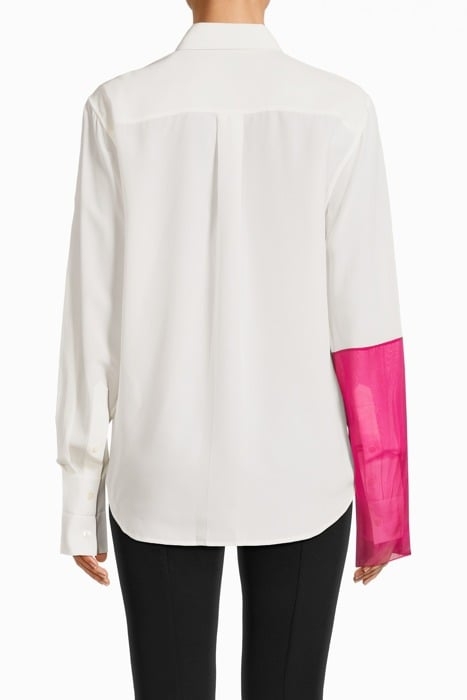 CB RELAXED SHIRT SILK WHITE/FUCHSIA 2