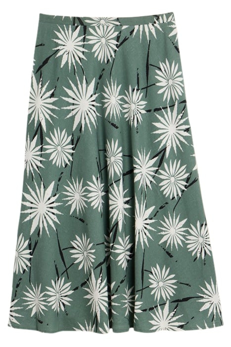 CLEMENCE LINEN BLEND SKIRT GREEN PRINTED 3
