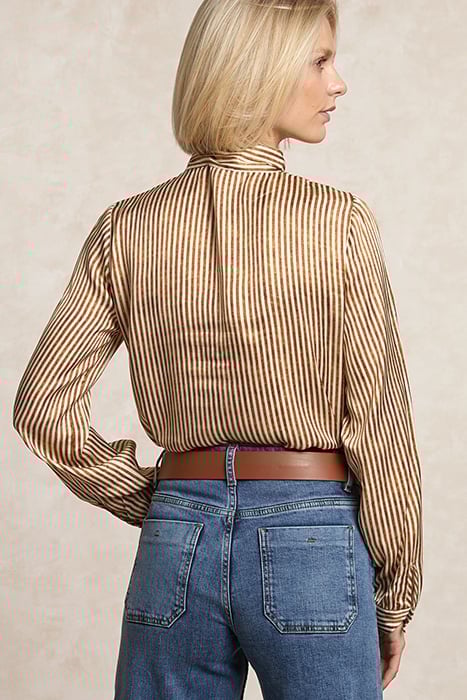 VISCOSE SCARF SHIRT IN BROWN 2