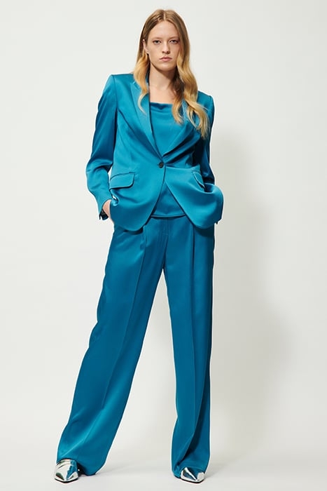SATIN WIDELEG PANTS DEEP TURQUOISE 1