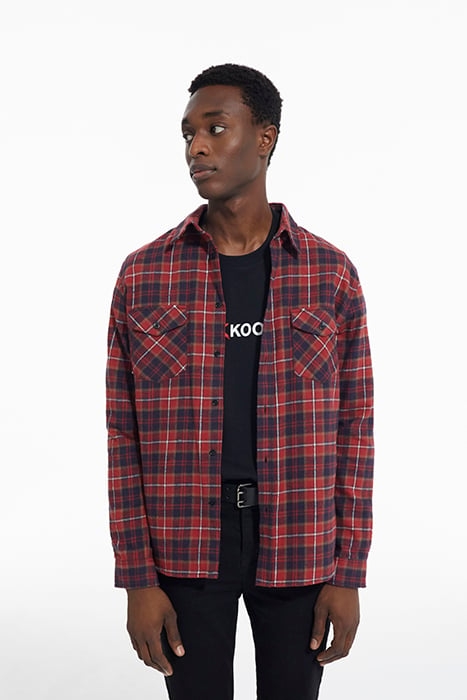 CHEMISE DROITE A CARREAUX AVEC POCHE PLAQUEES RED / BLACK 1