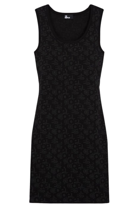 ROBE JACQUARD LOGO ALL OVER BLACK DARK GREY 5