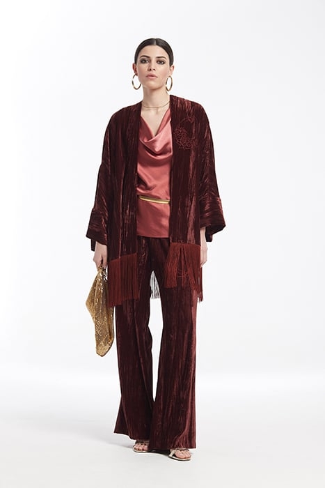 CRUSHED VELVET SET KIJUMPSUIT AND TROUSERS RUSSET ORANGE 1